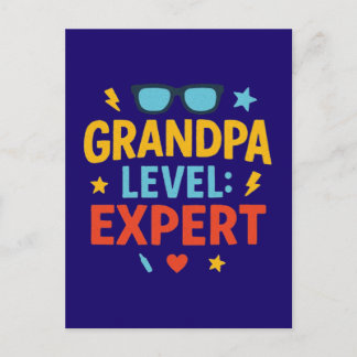 grandpa level expert (cartoon style)  postcard