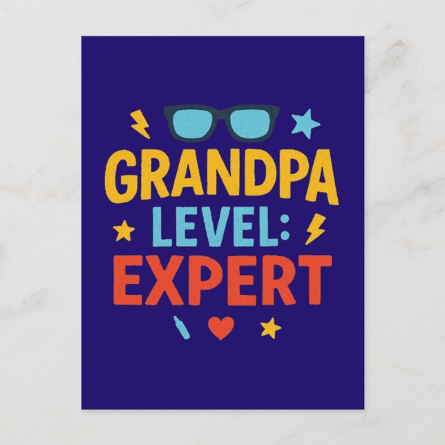 grandpa level expert (cartoon style)  postcard (Front)
