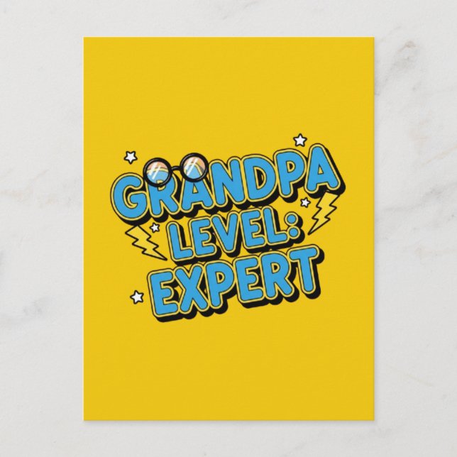 grandpa level expert (cartoon style) postcard (Front)
