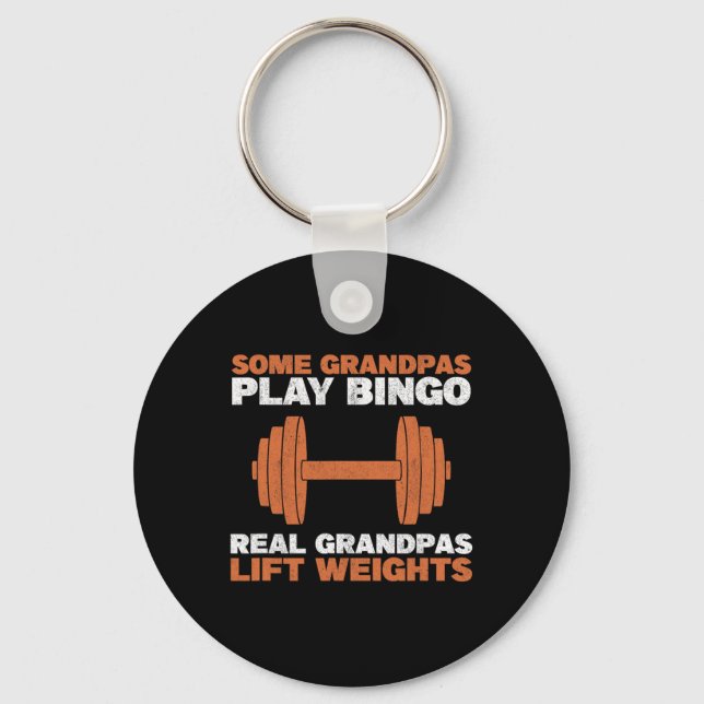 Grandpa Lift Weights Gym Workout Bodybuilding Weig Key Ring (Front)