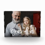 Grandpa Love Script Personalised Gift Photo Block<br><div class="desc">This photo block with handwritten 'Grandpa' letters can be easily personalised with your own favourite photo. It will be a great Father's Day gift for grandpa. You can also change the text colour to better match your picture.</div>