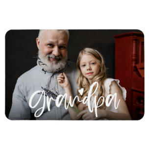 Grandpa Love Script Personalised Gift Photo Magnet