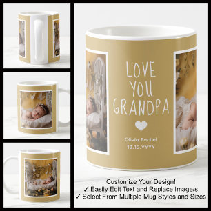 Grandpa Love You Photos Modern Brown C86 White Coffee Mug