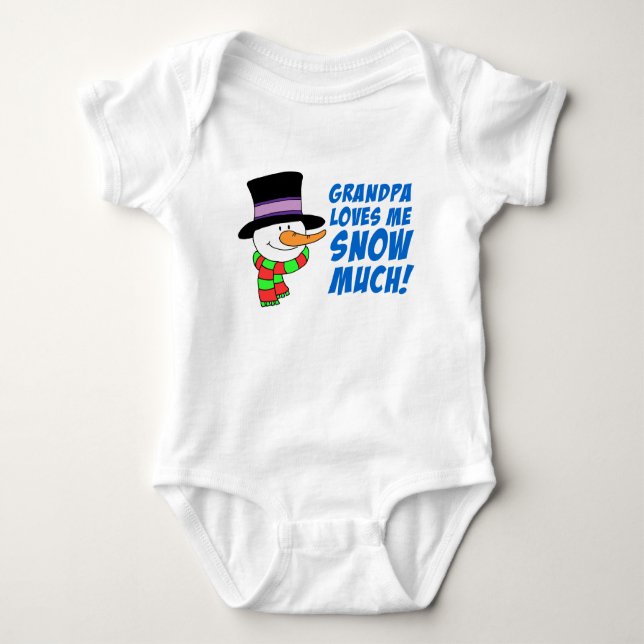 Grandpa Loves Me Snow Much Baby Bodysuit (Front)