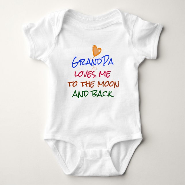 Grandpa Loves Me to the Moon and Back Quote Baby Bodysuit (Front)