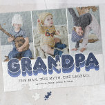 Grandpa Man Myth Legend 3 Photo Jigsaw Puzzle<br><div class="desc">Cute grandfather jigsaw puzzle featuring 3 family pictures for you to replace with your own,  the title "grandpa",  a personalised saying that reads "the man,  the myth,  the legend",  and the grandkids names.</div>