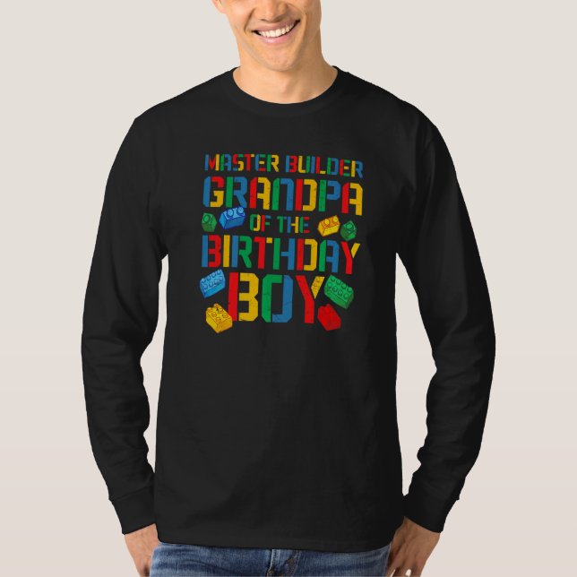 Grandpa Master Builder Building Bricks Blocks Fami T-Shirt (Front)