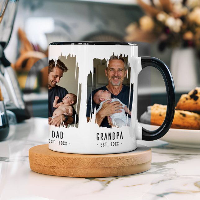 Grandpa Milestones Photos & Years Custom Text Gift Mug (Creator Uploaded)