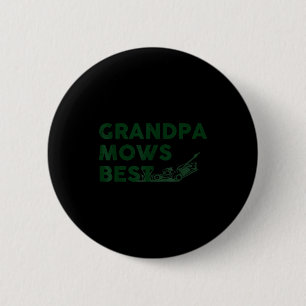 Grandpa mows vintage lawn mowing gardener father's 6 cm round badge
