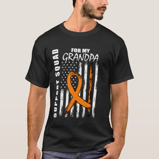 Grandpa Multiple Sclerosis Awareness Flag Supporte T-Shirt (Front)