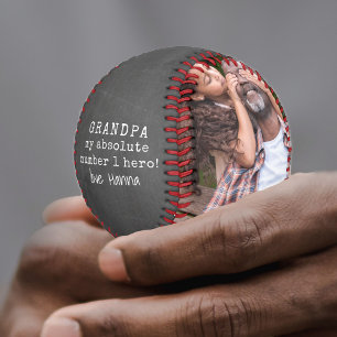 Grandpa my Hero Chalkboard 2 Photo Baseball