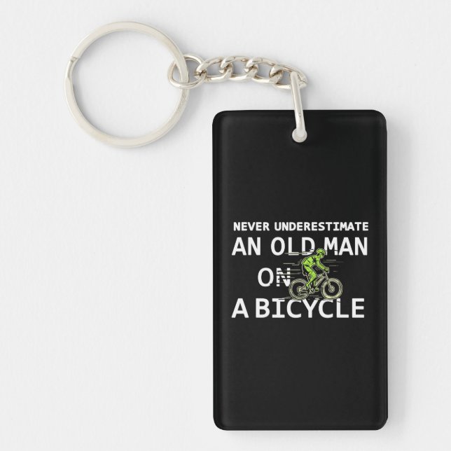 Grandpa Never Underestimate Old Man Bicycle Bike Key Ring (Front)