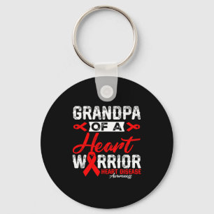 Grandpa Of A Heart Warrior Heart Disease Red Ribbo Key Ring