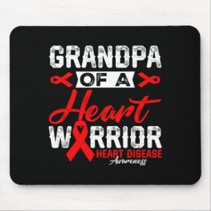 Grandpa Of A Heart Warrior Heart Disease Red Ribbo Mouse Pad