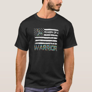 Grandpa Of A Warrior Autism Awareness Day American T-Shirt