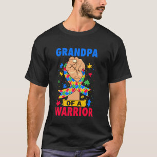Grandpa Of A Warrior Autism Awareness Day Ribbon P T-Shirt