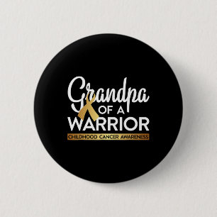 Grandpa Of A Warrior Childhood Cancer Gold Ribbon 6 Cm Round Badge