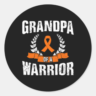 Grandpa Of A Warrior Leukaemia Awareness  Classic Round Sticker