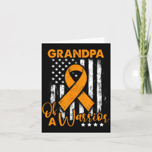 Grandpa of a warrior leukaemia awareness usa flag card