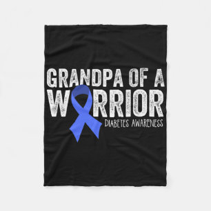 Grandpa Of A Warrior T1d Diabetic Blue Ribbon Supp Fleece Blanket