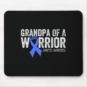 Grandpa of a Warrior T1D Diabetic Blue Ribbon Supp Mouse Pad