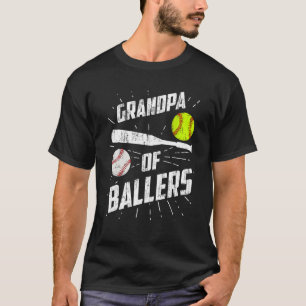 Grandpa Of Ballers  Baseball Softball Fathers Day T-Shirt