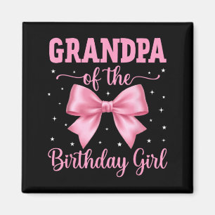 Grandpa of Birthday Girl Coquette Bow Party Family Magnet