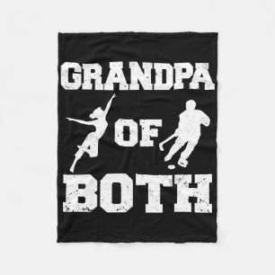 Grandpa Of Both Funny Hockey And Dance Grandpa Fleece Blanket