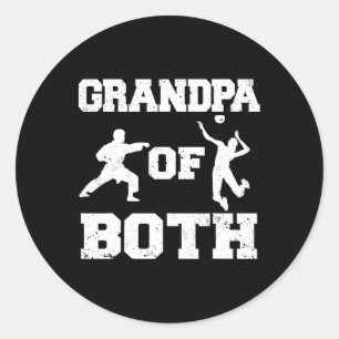 Grandpa Of Both Funny Volleyll And Karate Grandpa Classic Round Sticker