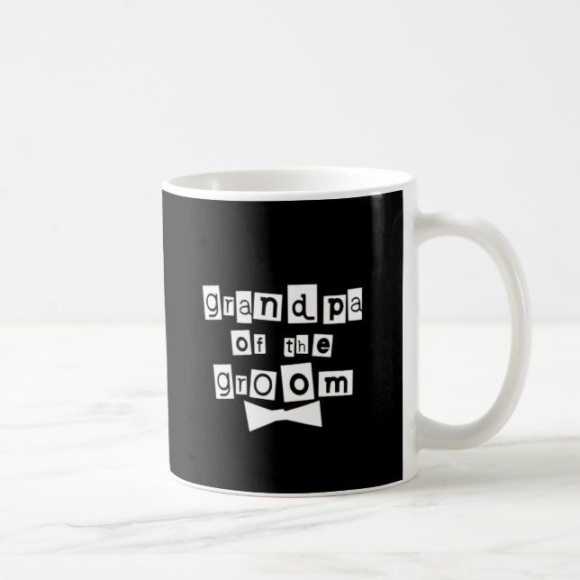Grandpa of Groom White on Black Coffee Mug (Right)