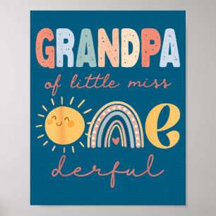 Grandpa Of Little Miss Onederful First Birthday Bo Poster