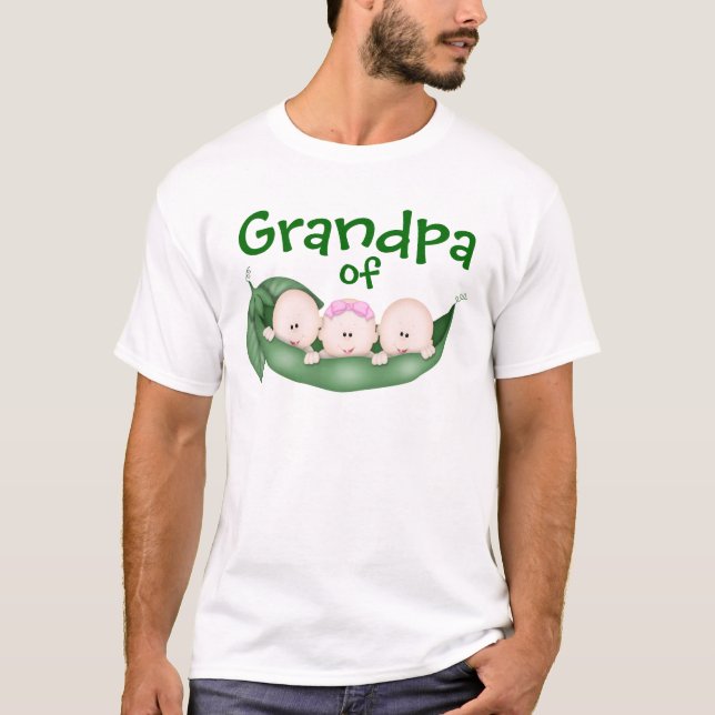 Grandpa of Mixed Triplets T-Shirt (Front)