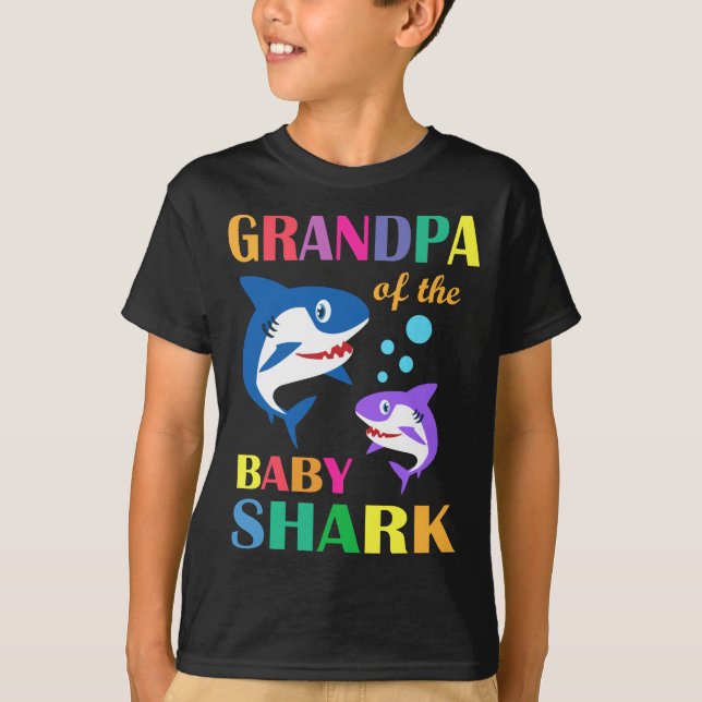 Grandpa Of The Baby Birthday Shark Grandpa Shark C T-Shirt (Front)