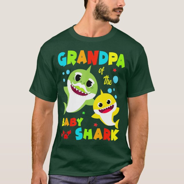 Grandpa Of The Baby Shark Birthday Grandpa Shark T-Shirt (Front)