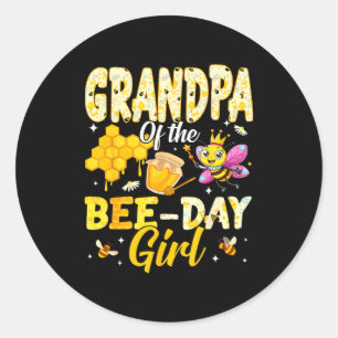 Grandpa Of The Bee Day Girl Birthday Family Matchi Classic Round Sticker
