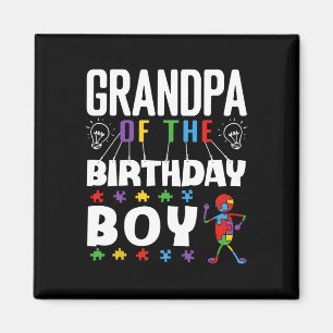 Grandpa Of The Birthday Boy Autism Awareness Puzzl Magnet