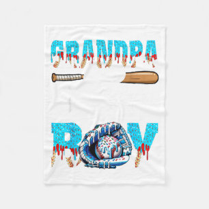 Grandpa of The Birthday Boy Baseball Ice Cream Fleece Blanket