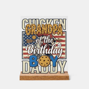 Grandpa of the Birthday Boy Cookie Milk Shirt Desi Acrylic Sign