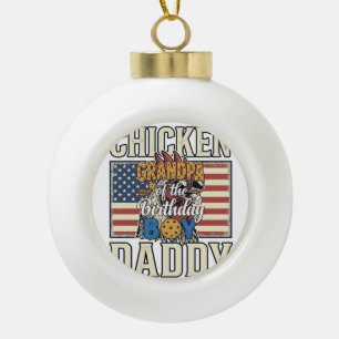 Grandpa of the Birthday Boy Cookie Milk Shirt Desi Ceramic Ball Christmas Ornament