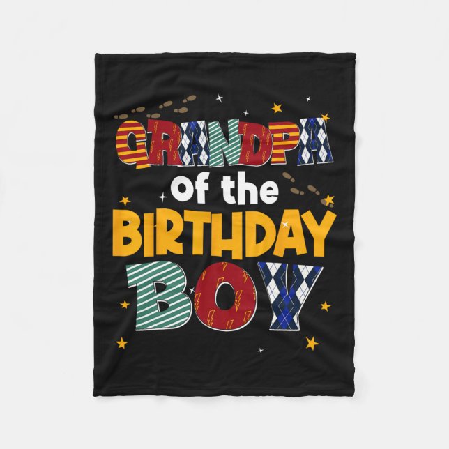 Grandpa Of The Birthday Boy Family Party Decoratio Fleece Blanket (Front)