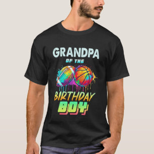Grandpa of The Birthday Boy Football Basketball Co T-Shirt