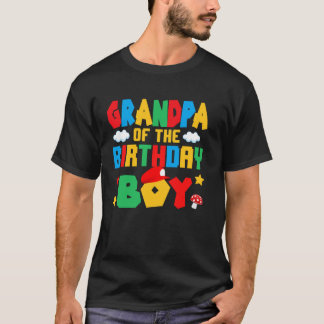 Grandpa Of The Birthday Boy Game Gaming Family Mat T-Shirt