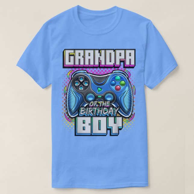 Grandpa of the Birthday Boy Matching Family Video  T-Shirt (Design Front)