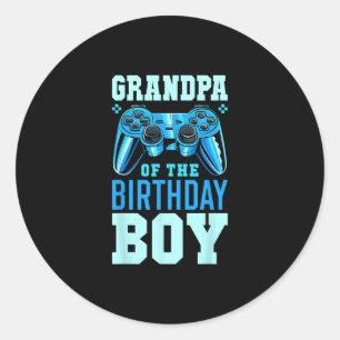 Grandpa Of The Birthday Boy Matching Video Gamer B Classic Round Sticker