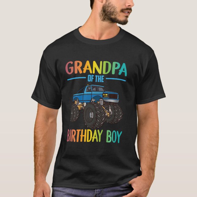 Grandpa Of The Birthday Boy Monster Truck Boys Par T-Shirt (Front)