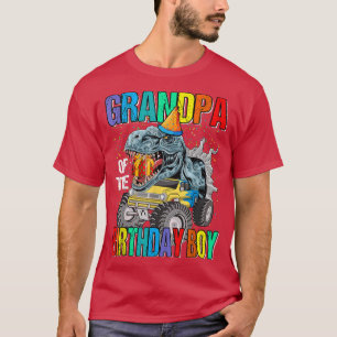 Grandpa Of The Birthday Boy Monster Truck Dinosaur T-Shirt