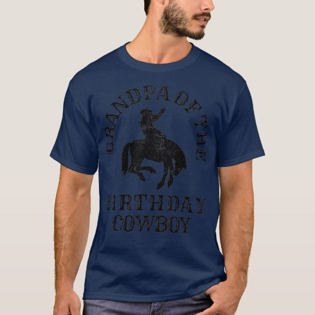 Grandpa of the Birthday Cowboy Western Rodeo T-Shirt (Front)