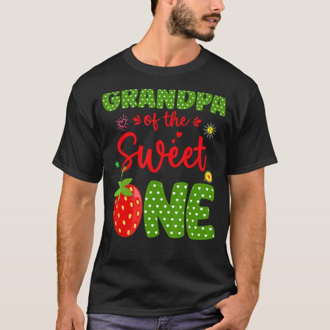 Grandpa Of The Birthday One Strawberry 1st Fruit   T-Shirt (Front)
