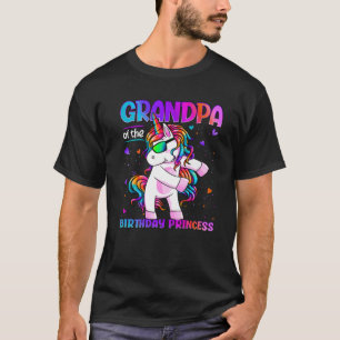 Grandpa Of The Birthday Princess Flossing Unicorn T-Shirt