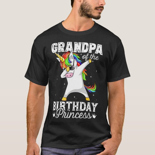 Grandpa Of The Birthday Princess Unicorn Gift T-Shirt (Front)